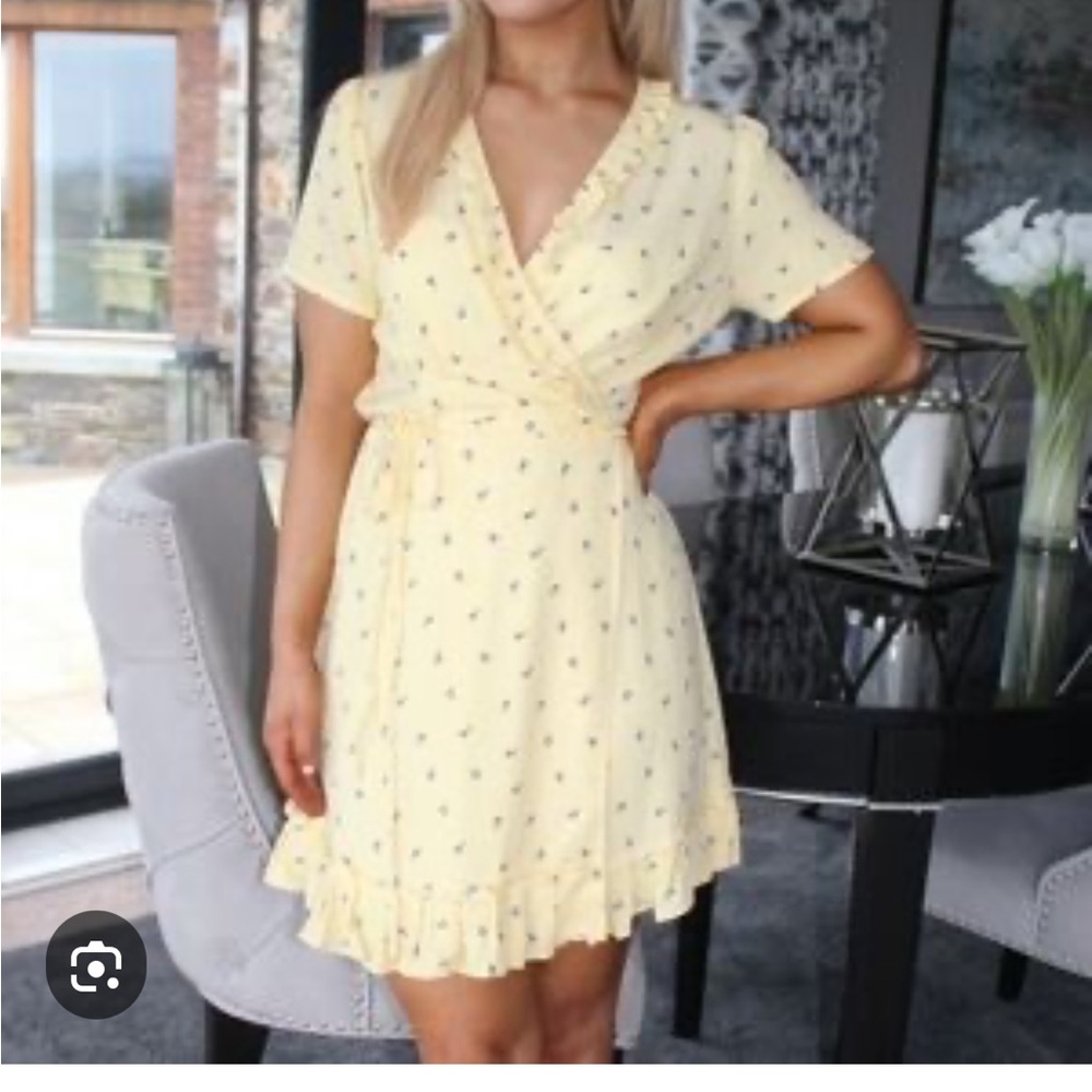 FRNCH Adria Yellow Wrap Sundress S